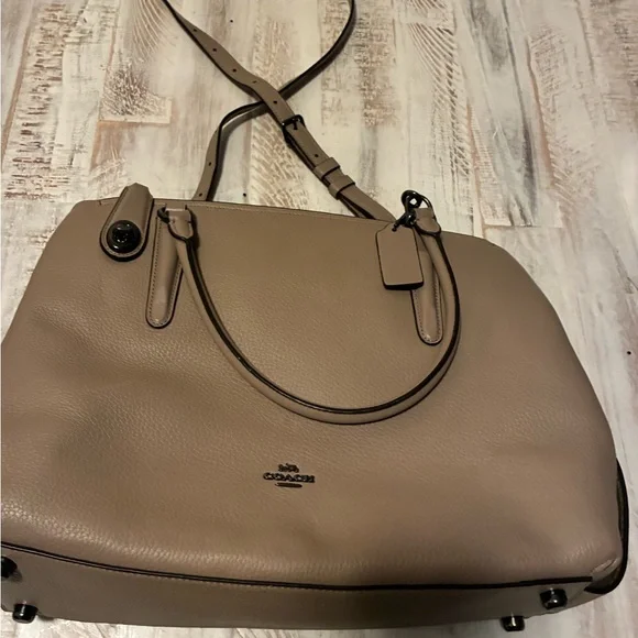 COACH Brooklyn Carryall Turnlock Shoulder Hand 2way Bag Leather BEIGE NWOT - Picture 16 of 16